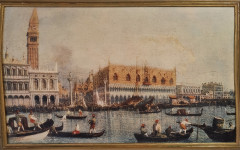 Картина винтажная W.Welker Heidelberg "Вид на Дворец дожей в Венеции", деревянная рама, 40,5 x 25,5 см, Германия, 1960-1970гг.