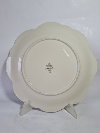 Тарелка винтажная сервировочная Johann Seltmann Vohenstrauß Bavaria, золотые подсолнухи, фарфор, 31 x 3,5 см, Германия, 1960-70гг.