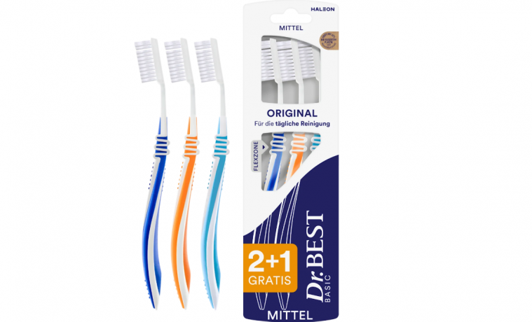 Dr. Best Zahnbuerste Original mittel  Зубная щетка Оригинальная средней мягкости 2+1, набор 3 шт