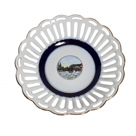 Тарелка винтажная PM "Мост в Кельне", фарфор, 15.5 см, Германия, 1960-70гг.
