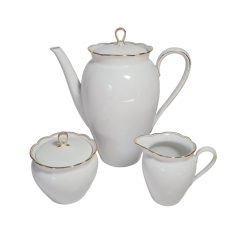 Чайный набор винтажный Seltmann Weiden Bavaria / 48 er, серия Inka, золотой декор, чайник, молочник, сахарница, фарфор, Германия, 1960-70гг.