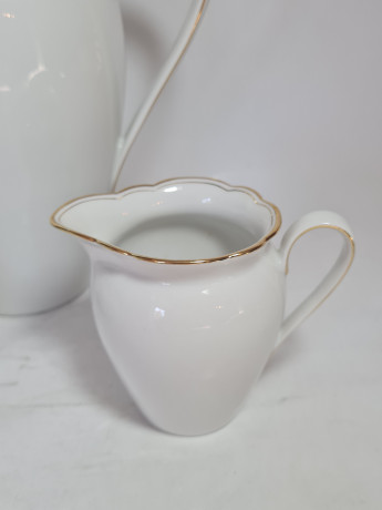Чайный набор винтажный Seltmann Weiden Bavaria / 48 er, серия Inka, золотой декор, чайник, молочник, сахарница, фарфор, Германия, 1960-70гг.