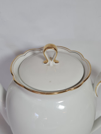 Чайный набор винтажный Seltmann Weiden Bavaria / 48 er, серия Inka, золотой декор, чайник, молочник, сахарница, фарфор, Германия, 1960-70гг.