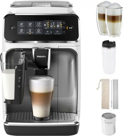 Philips Philips Kaffeevollautomat 3200 Serie EP3243/70 LatteGo, inkl. gratis Genusspaket im Wert von UVP 49,99 €, weiss  Полностью автоматическая кофемашина Philips серии 3200 EP3243/70 LatteGo, включая бесплатный пакет развлечений стоимостью 49,99 евро, 