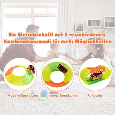 COSTWAY Autorennbahn Leuchtendes Rennbahn Set Автомобильная гоночная трасса Светящаяся гоночная трасса