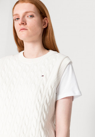 Tommy Hilfiger CABLE  VEST Jumper ecru КАБЕЛЬНЫЙ ЖИЛЕТ джемперы экрю