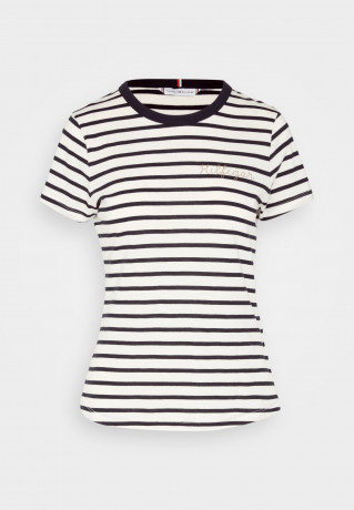 Tommy Hilfiger SLIM GOLD C-NK SS Print T-shirt white/desert sky SLIM GOLD C-NK SS Футболка с принтом белое/пустынное небо