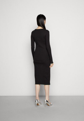 Tommy Hilfiger FRILL MIDI DRESS Jumper dress black ПЛАТЬЕ МИДИ FRILL платье-джемпер черный