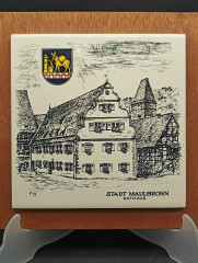 Панно декоративное винтажное Rupo "Ратуша в Маульбронне", керамич.плитка/дерево, 19 х 19 см, Германия, 1970-90гг.