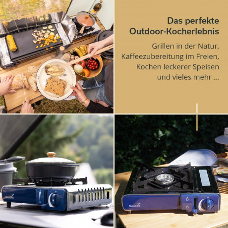 Skandika Skandika Gaskocher Brann 1-flammig, (1-St), robuster Campingkocher fur Gaskartuschen MSF-1A 227 g, Edelstahl Газовая плита Skandika Brann 1 пламя, (1 шт.), прочная походная плита для газовых баллончиков MSF-1A 227 г, нержавеющая сталь
