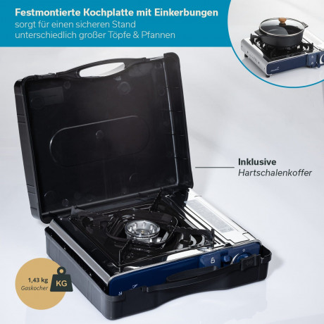 Skandika Skandika Gaskocher Brann 1-flammig, (1-St), robuster Campingkocher fur Gaskartuschen MSF-1A 227 g, Edelstahl Газовая плита Skandika Brann 1 пламя, (1 шт.), прочная походная плита для газовых баллончиков MSF-1A 227 г, нержавеющая сталь