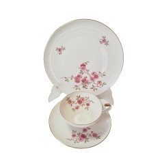 Чайное трио Alka Bavaria "Красные пионы", позолота, ручная роспись, Германия, 1960-70гг.