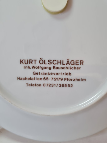 Декоративная тарелка Kurt Olschlager, белый фарфор с изображениями г. Пфорцхайм, 19,5 x 2 см, Германия, 1960-70гг.