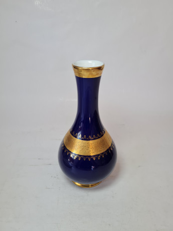 Ваза винтажная Royal KPM Bavaria, кобальт, темно-синий фарфор с золотым декором, 20 x 9 см / 3 см, Германия, 1960-70гг.