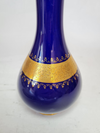 Ваза винтажная Royal KPM Bavaria, кобальт, темно-синий фарфор с золотым декором, 20 x 9 см / 3 см, Германия, 1960-70гг.