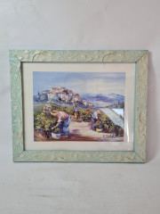 Картина винтажная "Сбор винограда" М.Кристоф, 35 x 28,5 см, Германия, 1960-70гг.