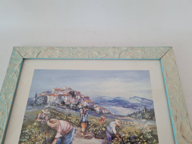 Картина винтажная "Сбор винограда" М.Кристоф, 35 x 28,5 см, Германия, 1960-70гг.