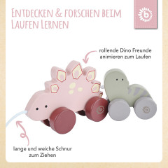 bieco Nachziehspielzeug Holz Dinos Kinder Nachziehtier Holzspielzeug ab 1J. Ziehtier Nachziehspielzeug Игрушка-перетягивание деревянные динозавры детская игрушка-перетаскивание от 1 года. Потяните за игрушку