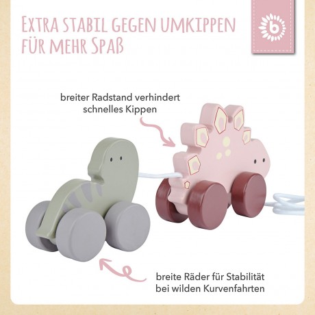 bieco Nachziehspielzeug Holz Dinos Kinder Nachziehtier Holzspielzeug ab 1J. Ziehtier Nachziehspielzeug Игрушка-перетягивание деревянные динозавры детская игрушка-перетаскивание от 1 года. Потяните за игрушку