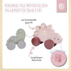 bieco Nachziehspielzeug Holz Dinos Kinder Nachziehtier Holzspielzeug ab 1J. Ziehtier Nachziehspielzeug Игрушка-перетягивание деревянные динозавры детская игрушка-перетаскивание от 1 года. Потяните за игрушку