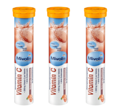 Mivolis Vitamin C Brausetabletten SET 3x20 St, Миволис НАБОР Шипучие таблетки Витамин C 240 мг со вкусом апельсина, 3х20 шт