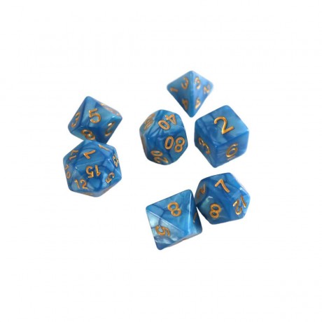 dice4friends 7-tlg. RPG Wurfelset Pearl: Azur\/Gold 7 шт. RPG Dice Set Жемчуг: Лазурь/Золото