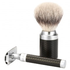 Muhle Rocca 3 tlg. Rasierset Silvertip Fibre, Griff Schwarz  Бритвенный набор Rocca из 3 предметов Silvertip Fibre, ручка черная