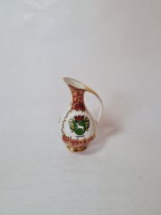 Flankenhammer Fless Bavaria Винтажная Ваза-кувшин с гербом и обильной позолотой "Ленггрис", 14см х 9см, Германия, 1950-60гг.