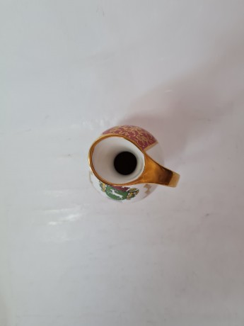 Flankenhammer Fless Bavaria Винтажная Ваза-кувшин с гербом и обильной позолотой "Ленггрис", 14см х 9см, Германия, 1950-60гг.