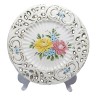 Italian Ceramic, Керамическая декоративная тарелка, прорезанная фигурная керамика по бортику, ручная роспись, 23см, Италия, 1950г.