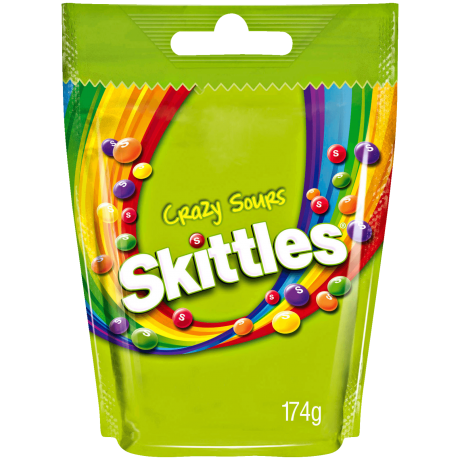 Skittles Crazy Sours Жевательная резинка с кисло сладким фруктовым вкусом 136г