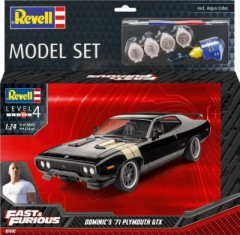 Revell Model Set FF Dominics 1971 Plymouth GTX Набор моделей FF Dominic&amp;#39;s Plymouth GTX 1971 года выпуска