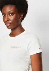 Tommy Hilfiger SLIM GOLD C-NK SS Print T-shirt ecru SLIM GOLD C-NK SS Футболка с принтом экрю