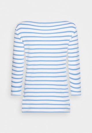 Tommy Hilfiger SLIM BOAT Neck 3/4 Sleeve Long sleeved top sky cloud/white SLIM BOAT Neck Рукав 3/4 Топ с длинными рукавами небо облако/белый