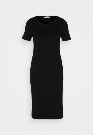 Tommy Hilfiger KNEE DRESS  Jersey dress black ПЛАТЬЕ НА КОЛЕНАХ Платье из джерси черный
