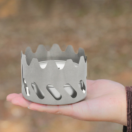 Rutaqian Rutaqian Gaskocher Alkoholkocher Ultraleichter tragbarer Mini-Gaskocher aus Aluminium, (Verdampferofen Fest-Flussigkeit Dual-Use-Camping-Teekocher Haushalts-Trockentopf, Zusammenklappbarer Hitzebestandiger Winddichter Alkoholbrenner), Titan 2-tei