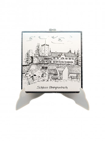 Панно винтажное Alcora "Замок Обергромбах", с подвесом, керамич.плитка, 16 х 16 см, Испания, 1970-80гг.