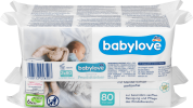 babylove Sensitive Feuchttuecher Влажные салфетки для чувствительной кожи, без ароматизаторов и спирта, с экстрактом миндаля, 2*80шт