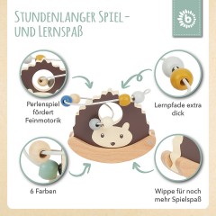 bieco Motorikwurfel Motorikschleife Lernspielzeug Holz Wurfel Motorik Spielzeug Baby Motorikwurfel Куб моторных навыков Кубик двигательных навыков Петля Обучающая игрушка Деревянный куб Двигательные навыки Игрушка Детский куб моторных навыков