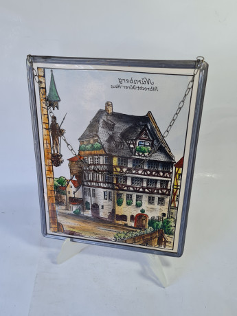 Картина винтажная "Нюрнберг", на стекле с металлич.цепочкой, 29 x 23 см, Германия, 1960-70гг.