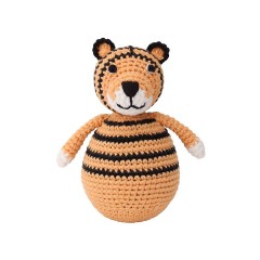SindiBaba® Baby-Stehaufmannchen Tiger TONI gehakelt mit Glockchen Детская стоячая игрушка тигренок TONI связана крючком с колокольчиком