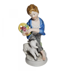 Статуэтка винтажная Marks &amp; Rosenfeld "Мальчик с овечкой", фарфор, 19 см, Германия, 1960-70гг.