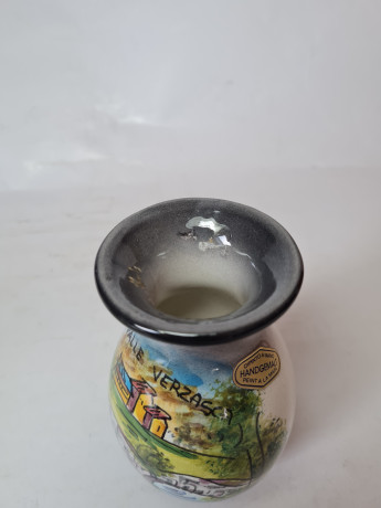 Dipinto A Mano Ваза для цветов "Пейзаж", ручная роспись, 12,5 x 7 см, Италия, 1960-70гг.