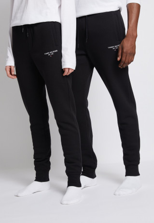 Tommy Hilfiger LOGO SWEATPANTS UNISEX Tracksuit bottoms black СПОРТИВНЫЕ БРЮКИ С ЛОГОТИПОМ УНИСЕКС Спортивные штаны черный