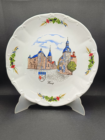 Тарелка декоративная винтажная Sarreguemines / Anne Ehret Ranrupt "Васси", сувенирная, фарфор, 26 см, Франция, 1960-70гг.