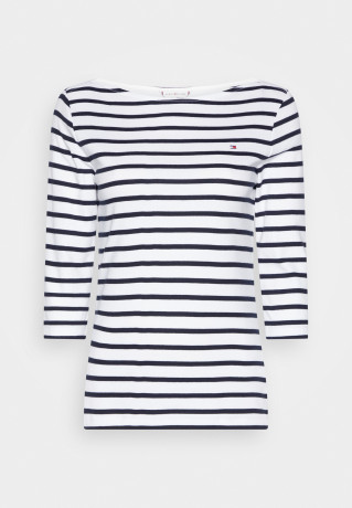 Tommy Hilfiger SLIM BOAT Neck 3/4 Sleeve Long sleeved top breton desert sky/white SLIM BOAT Neck Рукав 3/4 Топ с длинными рукавами бретонская пустыня небо/белый