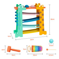 BeebeeRun 3 in 1 Kugelbahn  Xylophon  Klopfbank Giraffe Holzspielzeug 3 в 1 Marble Run Xylophone Knocker Giraffe Деревянная игрушка