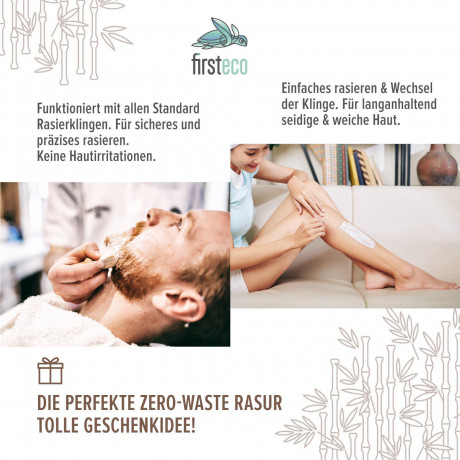 Firsteco Bambus-Nass-Rasierhobel Set 5 tlg.  Бамбуковый набор безопасных бритв для влажной уборки, 5 шт.