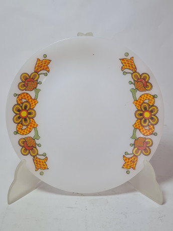 Чайное трио винтажное Schott Mainz, стекло с цветочным рисунком в оранжевых тонах, 10 x 7 см/ 14 см/ 19 см, Германия, 1960-70гг.