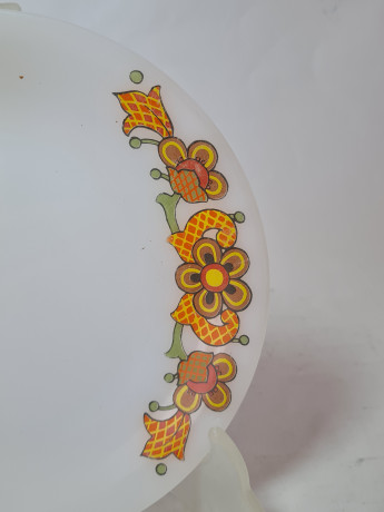 Чайное трио винтажное Schott Mainz, стекло с цветочным рисунком в оранжевых тонах, 10 x 7 см/ 14 см/ 19 см, Германия, 1960-70гг.